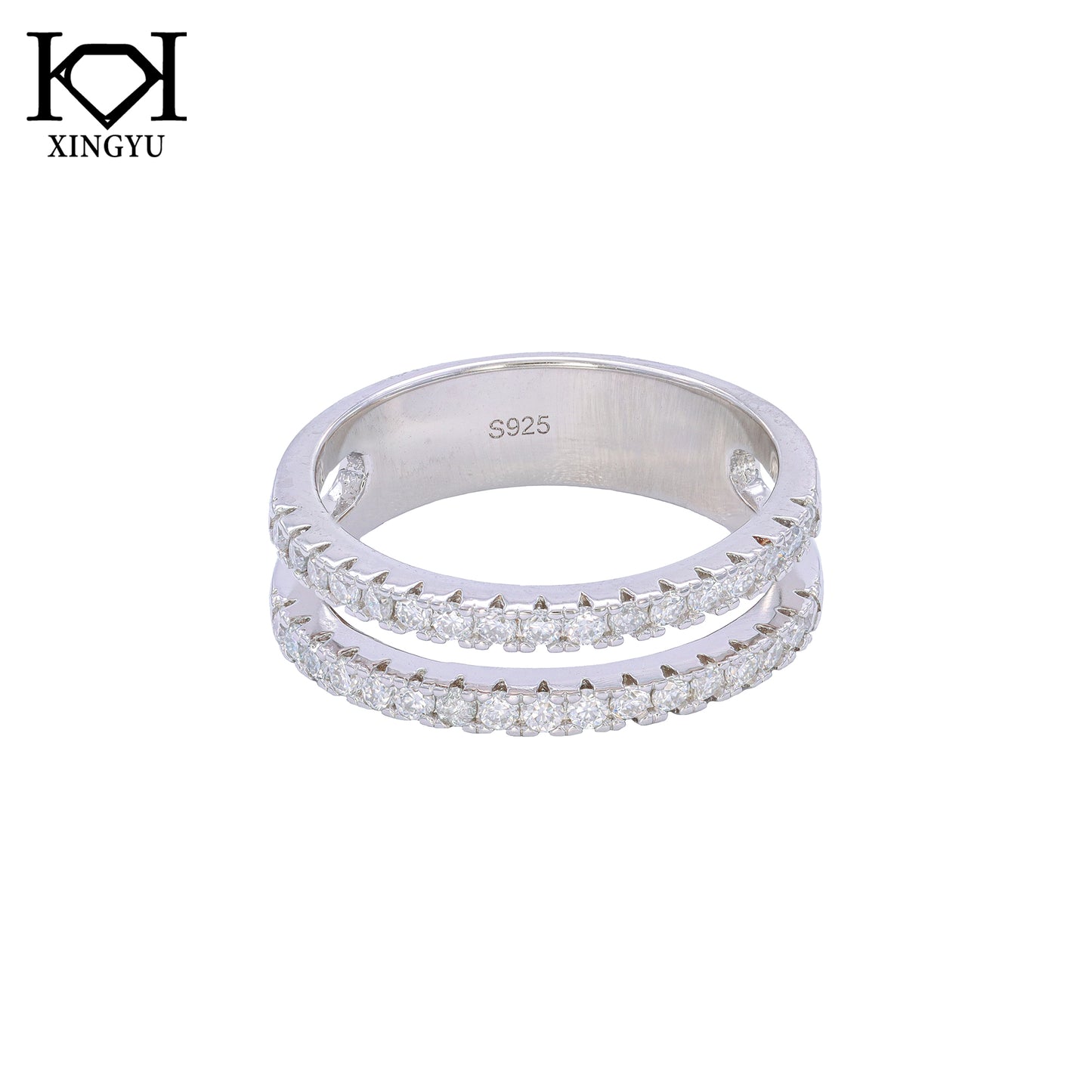 Anel Duplo Cravejado Prata 925 e Moissanite XYR101492