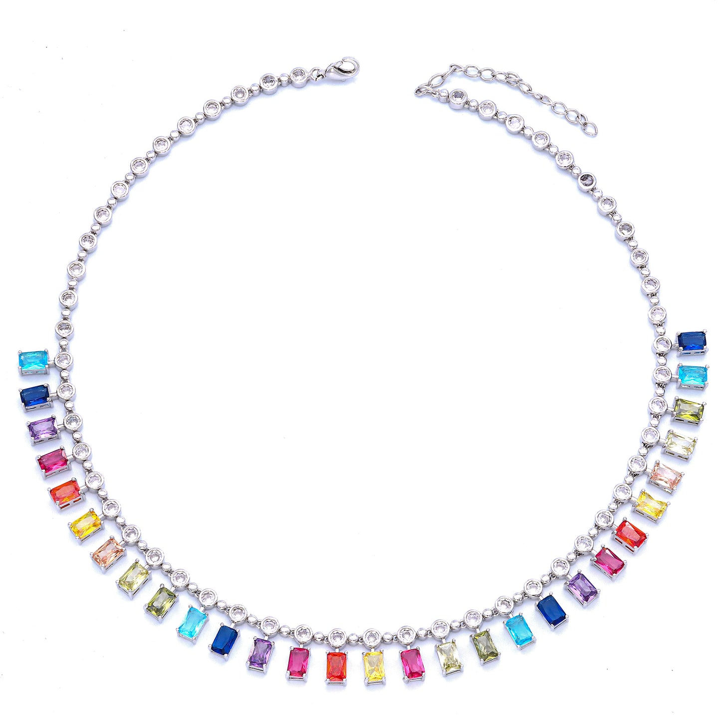 Colar com pingente retangular colorido - XYN101191