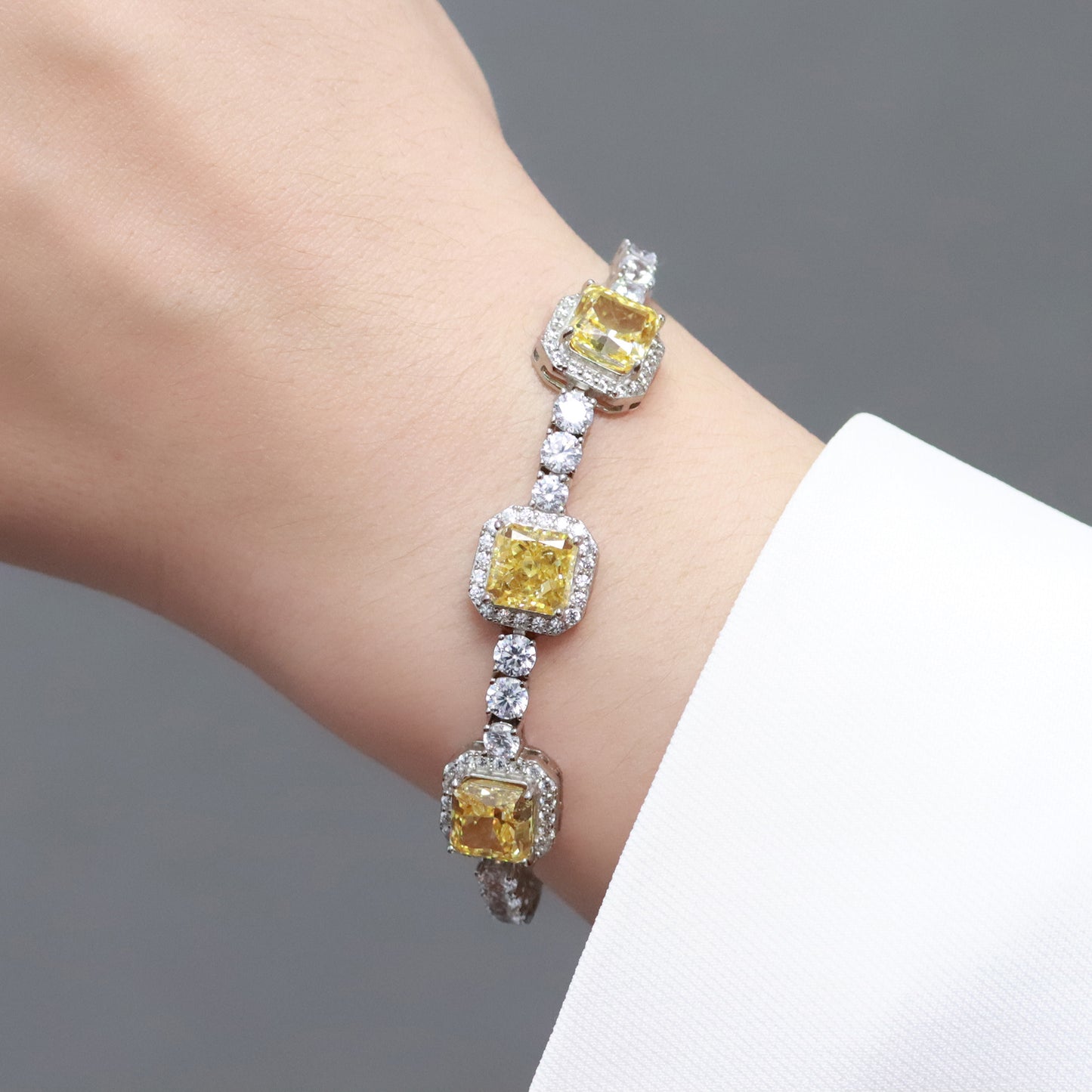 Pulseira Reluzente de alta fusão Cristal e Yellow Fancy - Carbon Diamond XYH101008