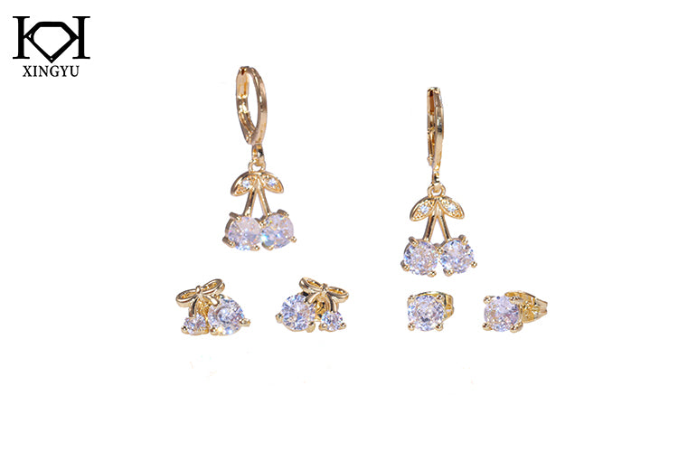 Trio de brincos Cereja DCG0432
