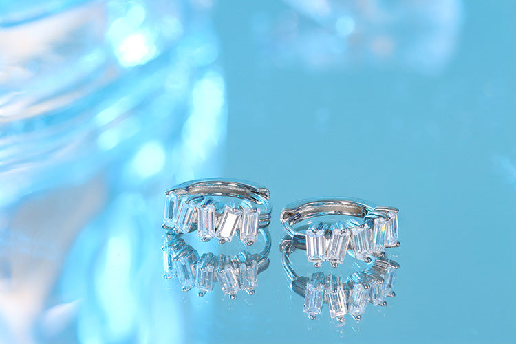 Brincos Argolinhas Prata 925 e Moissanite XYE104911