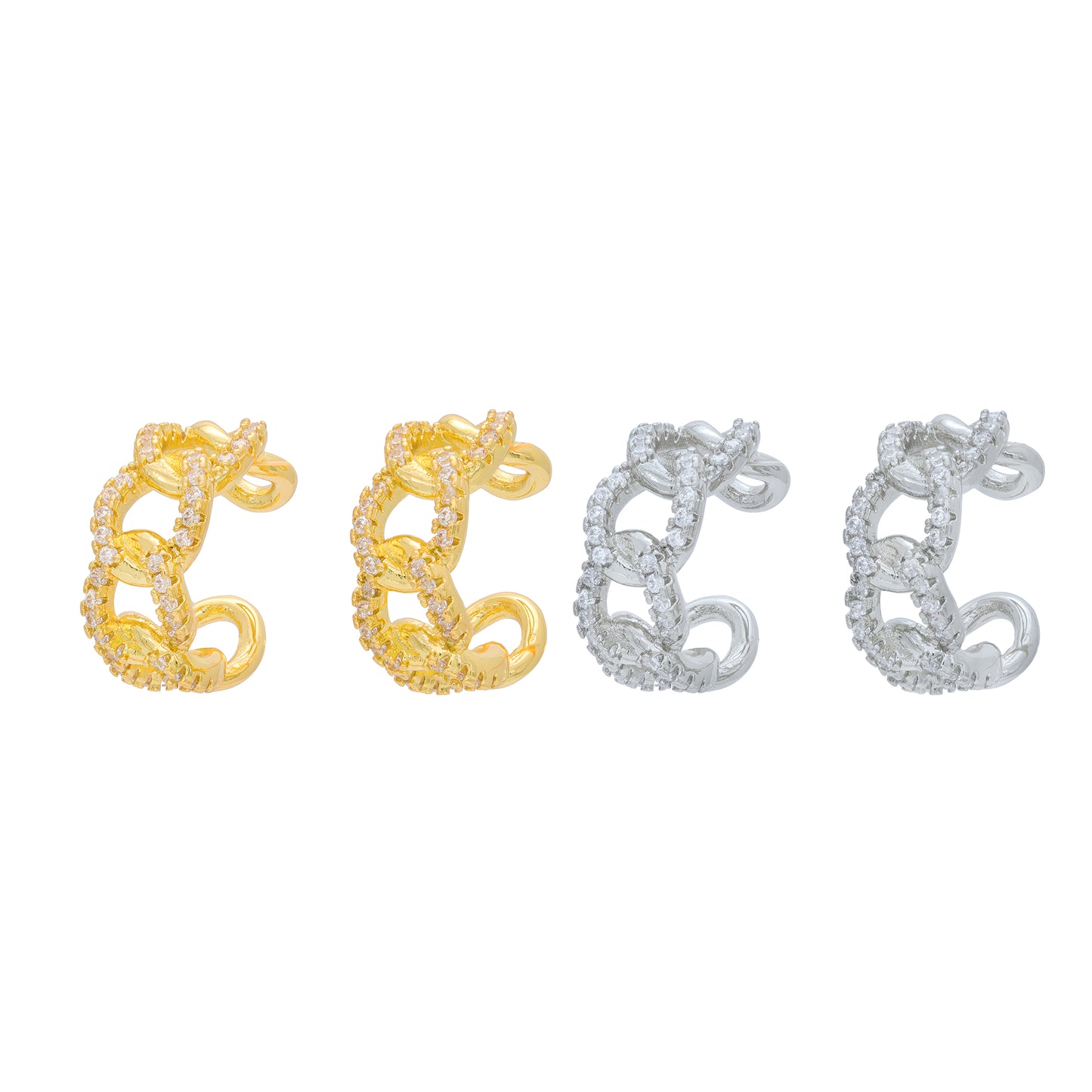 Brinco Ear Cuff Elos Cravejados - XYE104624