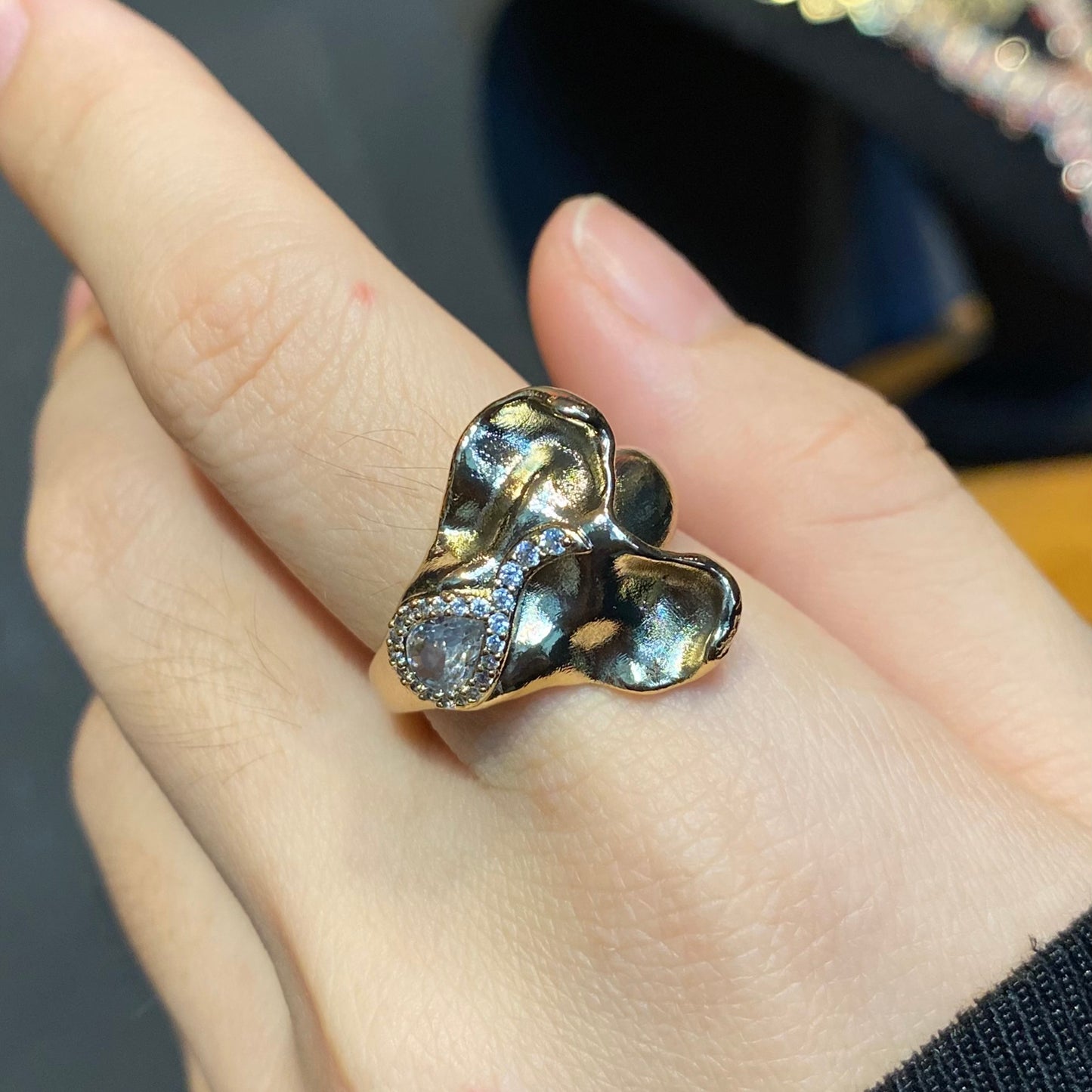 Anel Orgânico Cravejado xyr103658