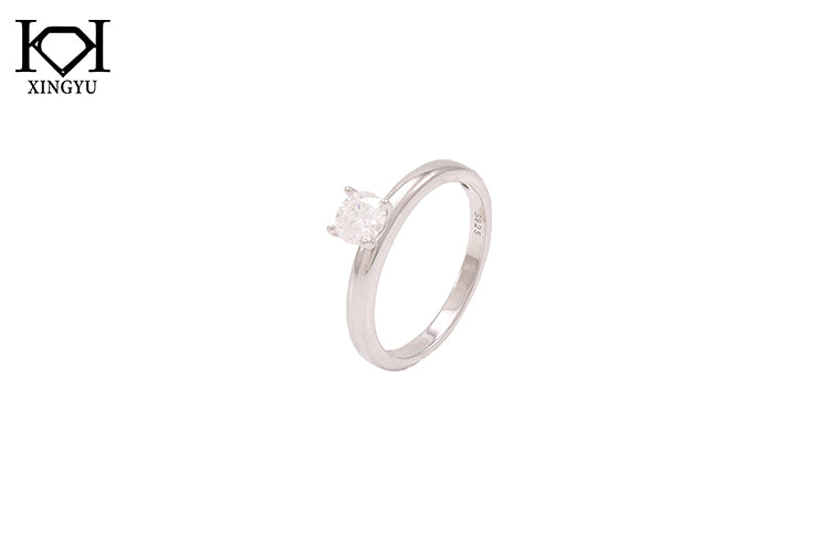 Anel Solitario Prata 925 e Moissanite KRS09571