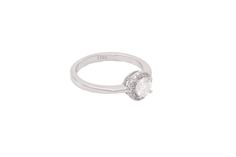 Anel Prata 925 e Moissanite Solitario KRS09355