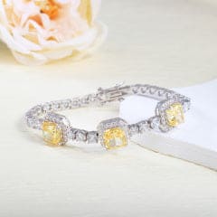 Pulseira Reluzente de alta fusão Cristal e Yellow Fancy - Carbon Diamond XYH101008