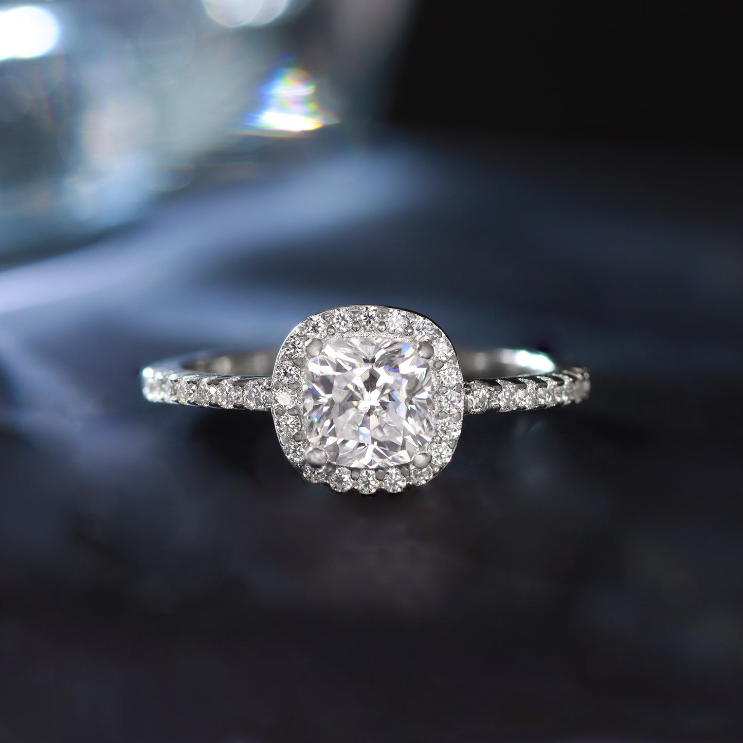 Anel Moissanite ponto de Luz Quadrado XYR101446