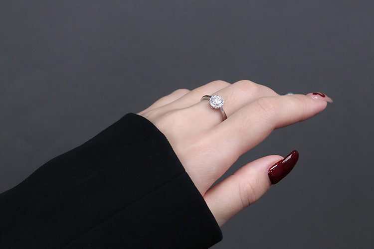 Anel Prata 925 e Moissanite Solitario KRS09355