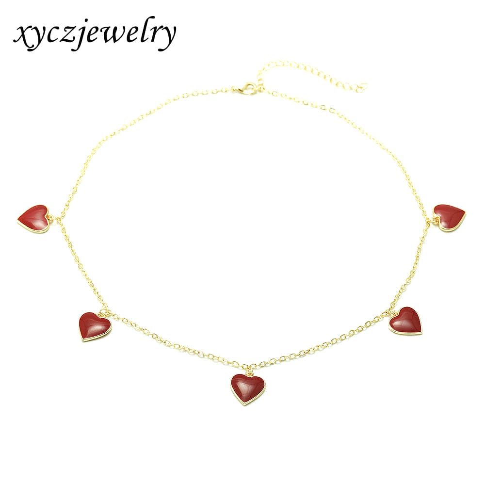 Colar Corações Esmaltados XYN100887