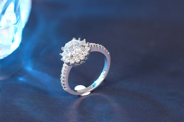 Anel Flor perfeita Prata 925 e moissanite XYR101491