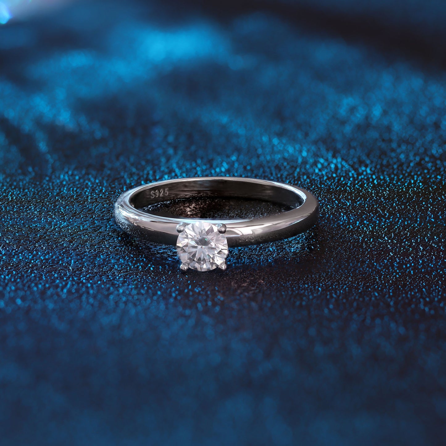 Anel Solitario Prata 925 e Moissanite KRS09571