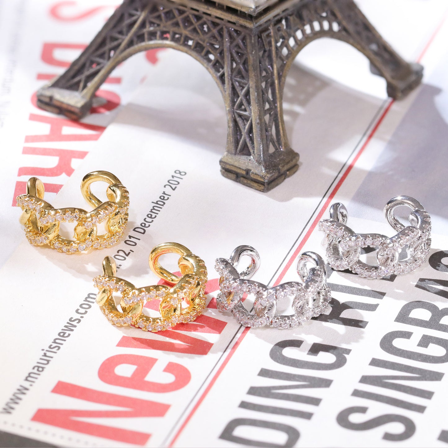 Brinco Ear Cuff Elos Cravejados - XYE104624