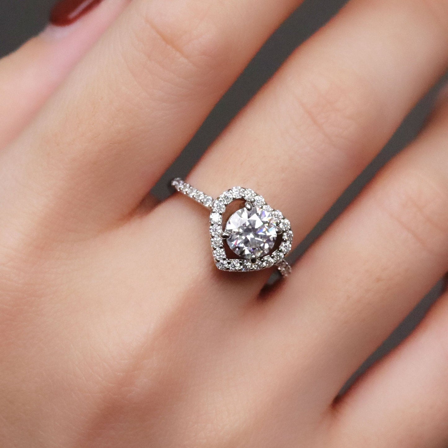 Anel Coração Moissanite de Prata 925 XYR101433