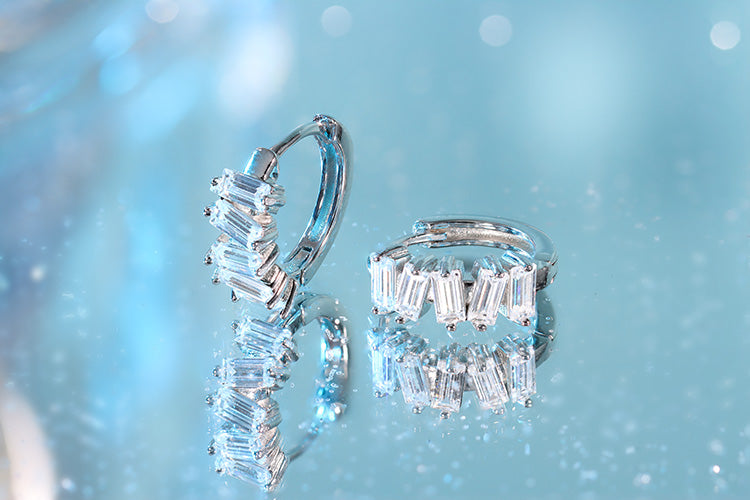 Brincos Argolinhas Prata 925 e Moissanite XYE104911
