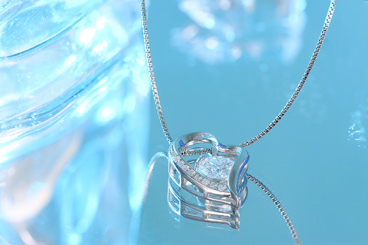 Colar prata coracao 925 e moissanite XYN101353