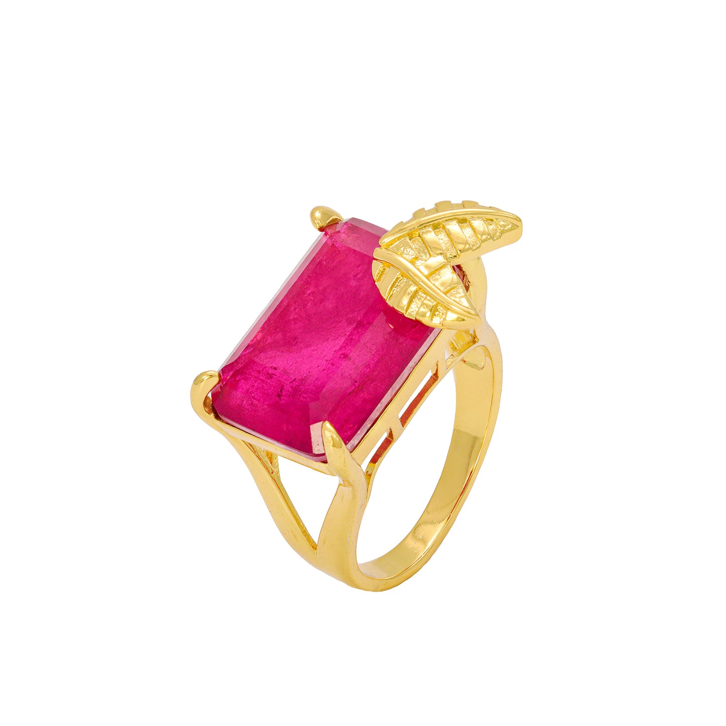 Anel Folha Retangular pedra fusion Colorido - XYS101171