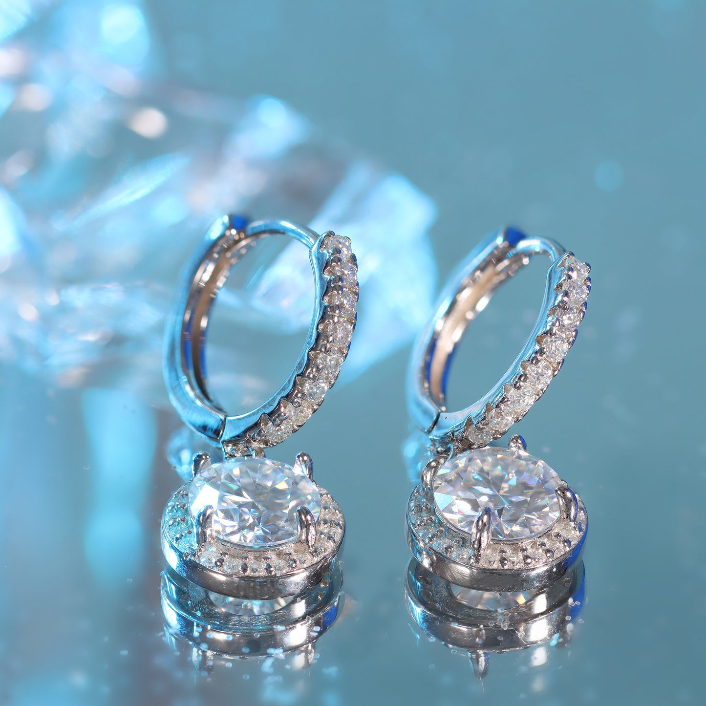 Brincos luxo e Luz Prata 925 e moissanite XYE104918