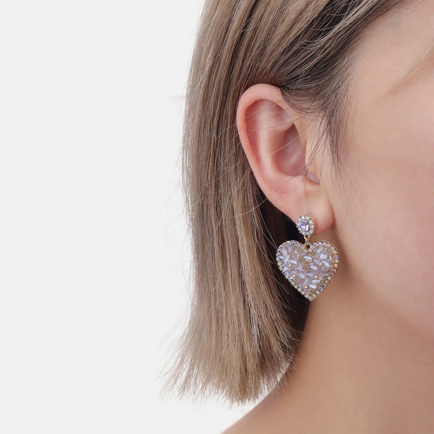 Brincos coração Cintilante - CCG1019