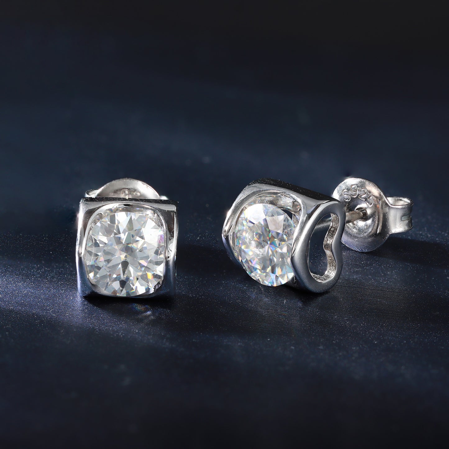 Brinco pedra Moissanite Coracao Prata 925 XYE104888