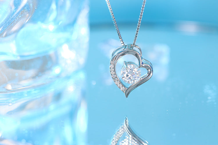 Colar prata coracao 925 e moissanite XYN101353