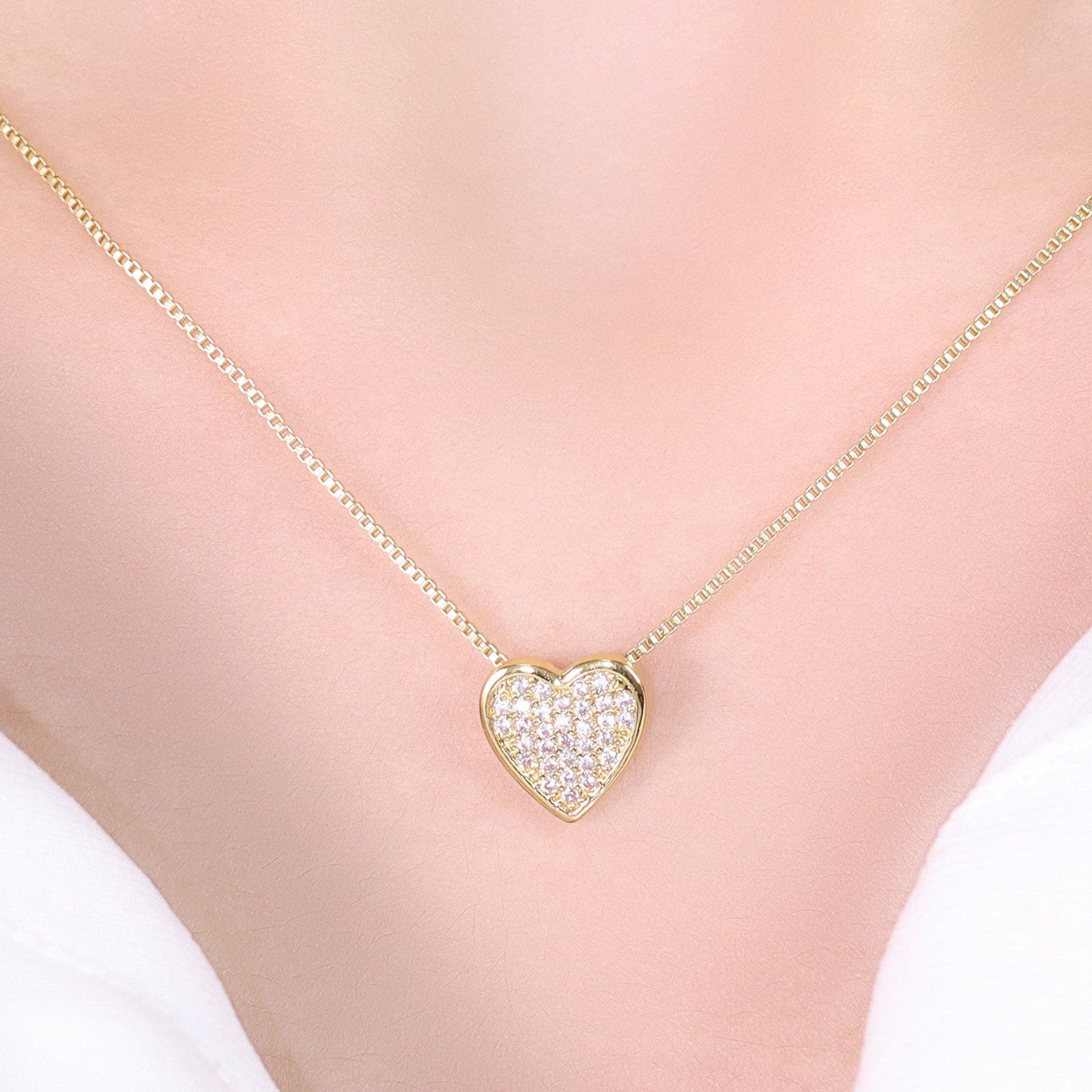 Colar de coração cravejado - XYN100419-1