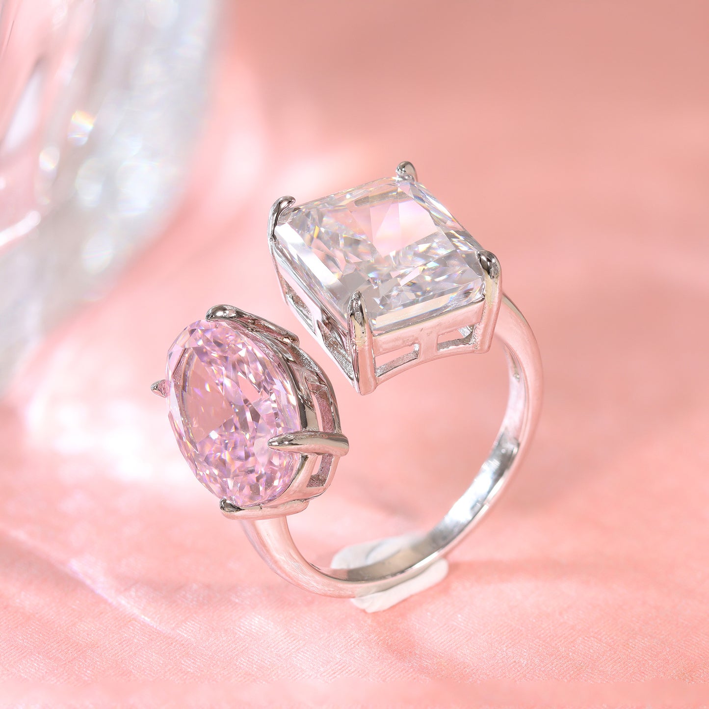 Anel Prata 925 pedra dupla ( Diamante de alto Carbono) XYR101487