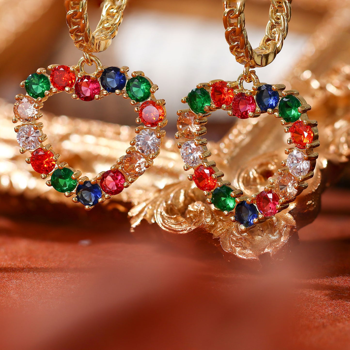 Brinco Argola e coração cravejado XYE104026