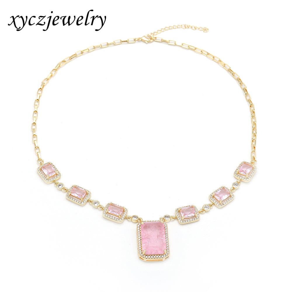 Colar Luxo com Pedra Fusion Quadrada e Carrês XYN100965