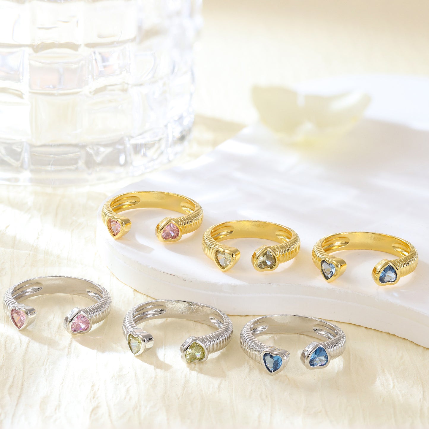 Anel aberto coração color - XYR103428