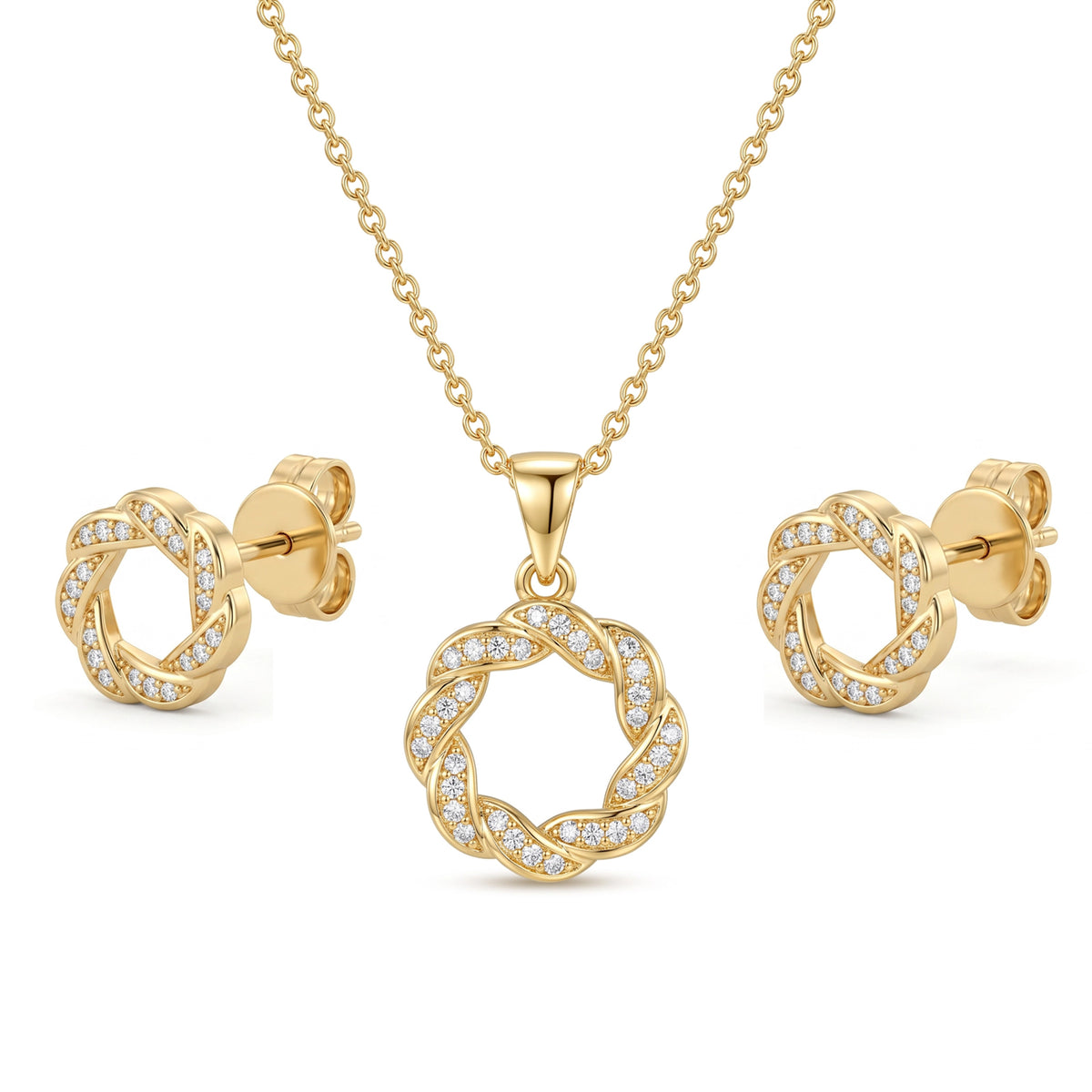 Conjunto Colar e Brinco Laços de Ouro DCG2079