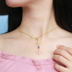 Colar Estrelas e Gotas Delicado XYN100907