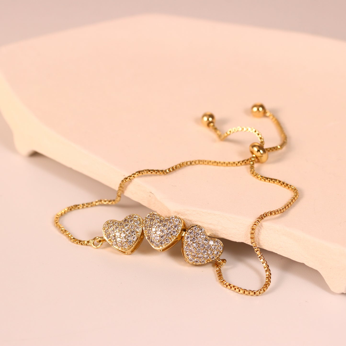 Pulseira 3 coração cravejado DCG0146