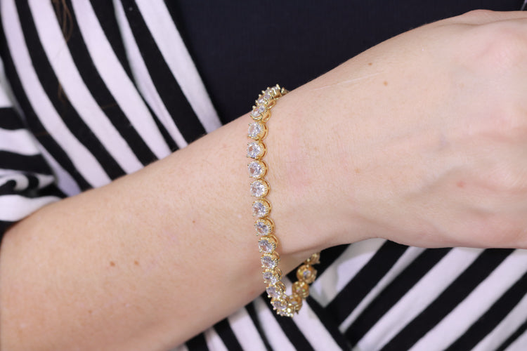 Pulseira riviera Cristal Pedras Redondas DCG0138