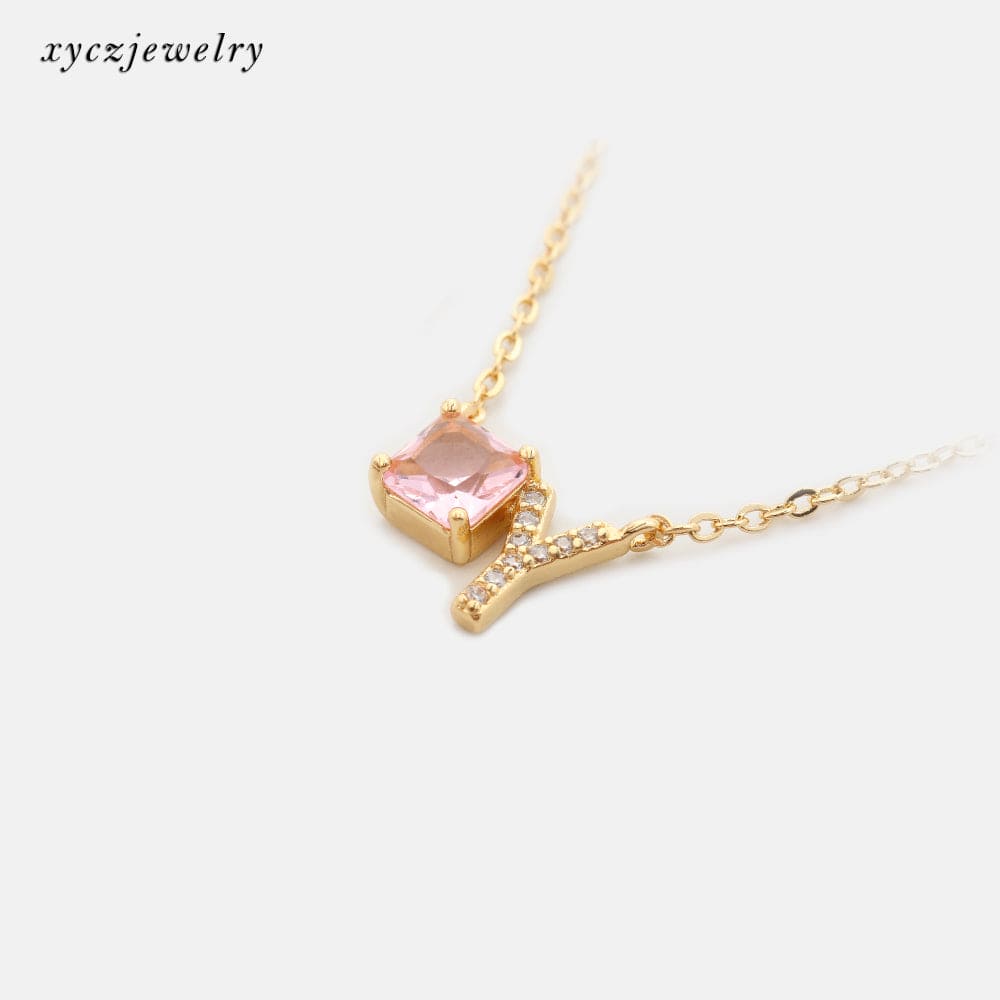 Colar letra cravejada e pedra XYN100551 项链