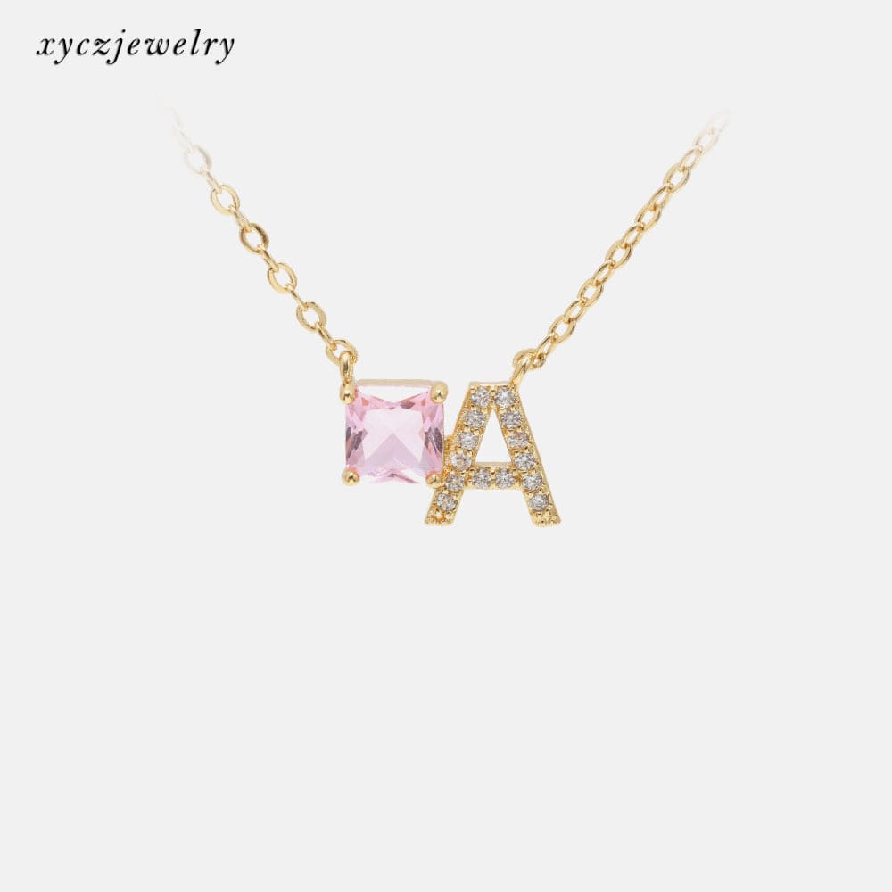 Colar letra cravejada e pedra XYN100551 项链