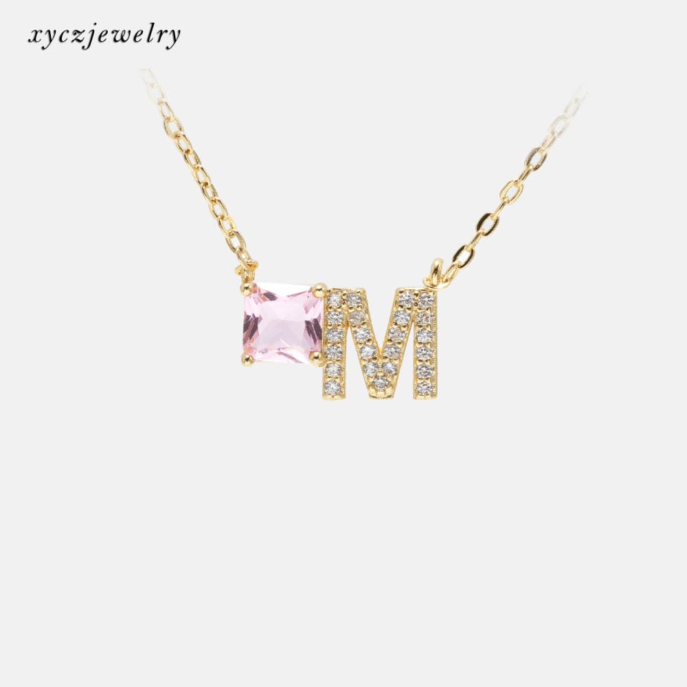 Colar letra cravejada e pedra XYN100551 项链