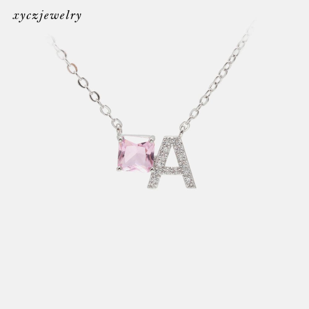 Colar letra cravejada e pedra XYN100551 项链