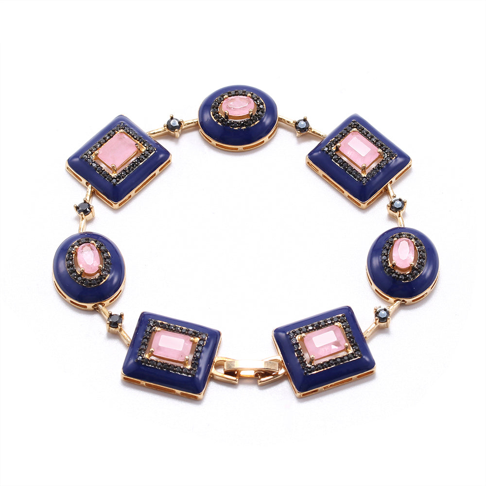 Pulseira Moldura Deep Blue & Pink XYS100698