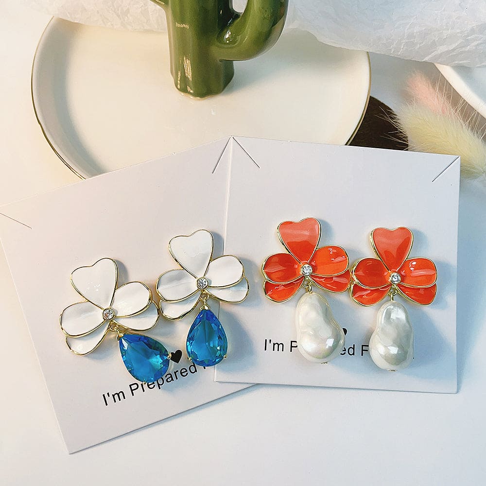 Brincos flores esmaltadas XYE103927 耳环