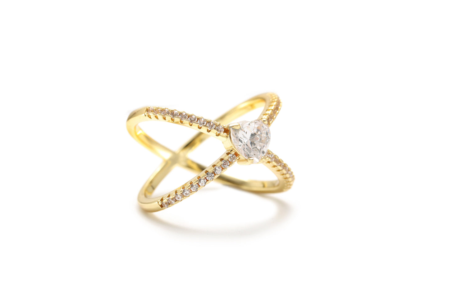 Anel cruzado com coração rosa no atacado - XYR103078