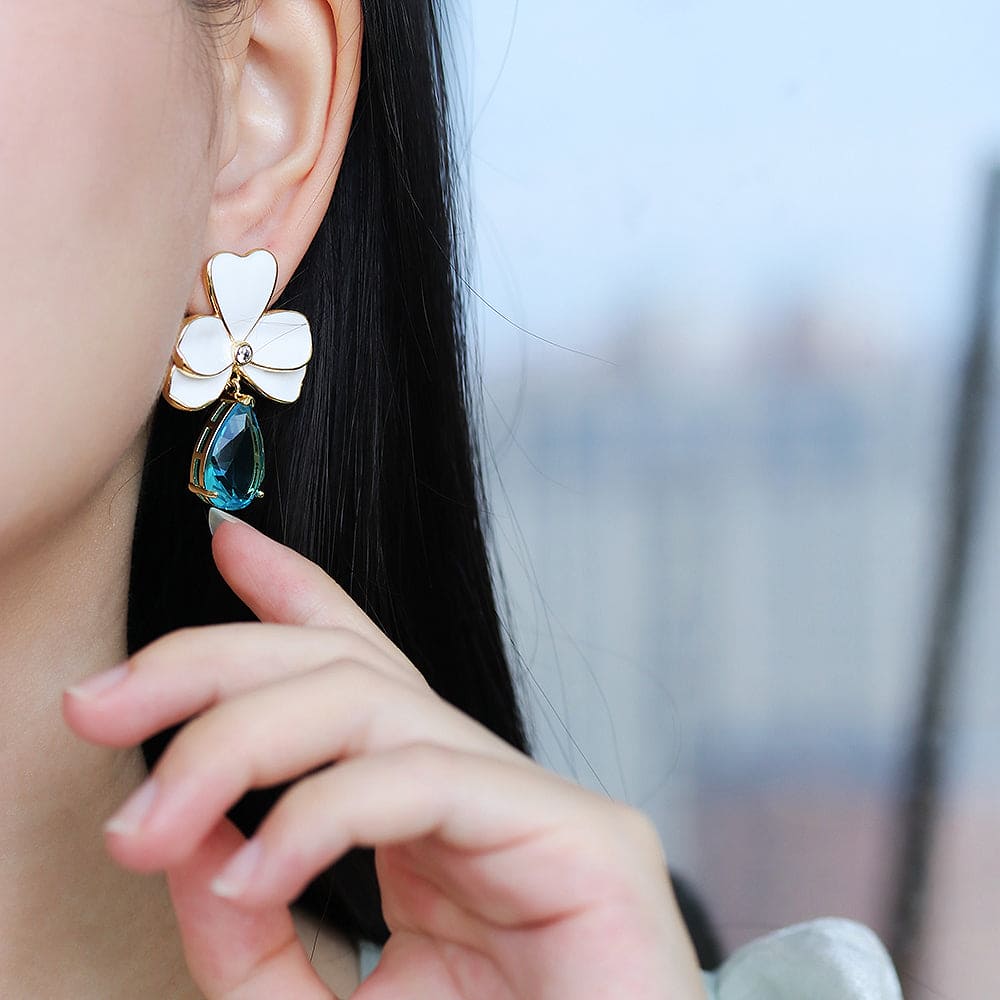 Brincos flores esmaltadas XYE103927 耳环