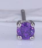 Brinco Solitario purple Lab Grown prata 925 ER-RD3