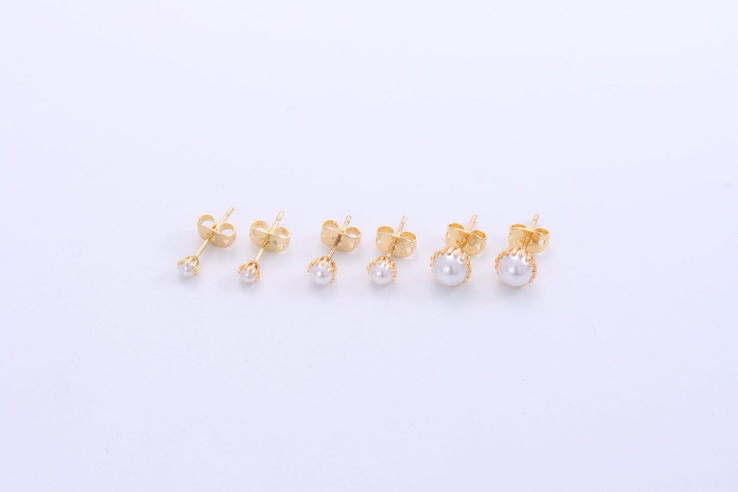 Brinco Solitario perola shell flor 4mm DCG0414