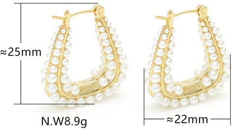 Brinco Argola V com perolas shell - CCG1006