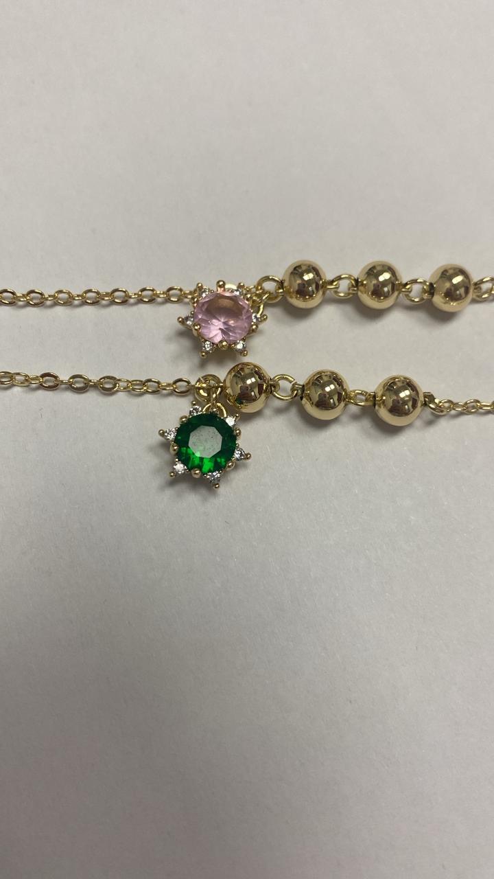 Pulseira pingente flor DCG0473