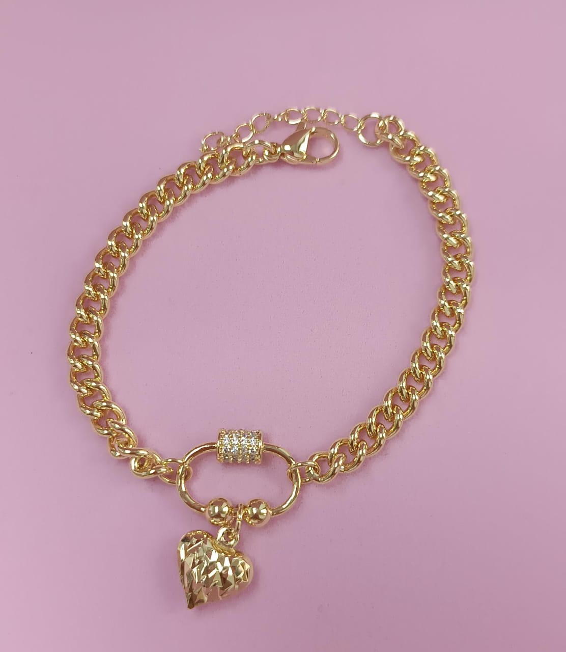 Pulseira Grumet e pingente coracao DCG0622