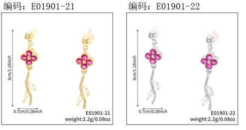 Brincos Flores Iluminadas Pink EBG0058-10