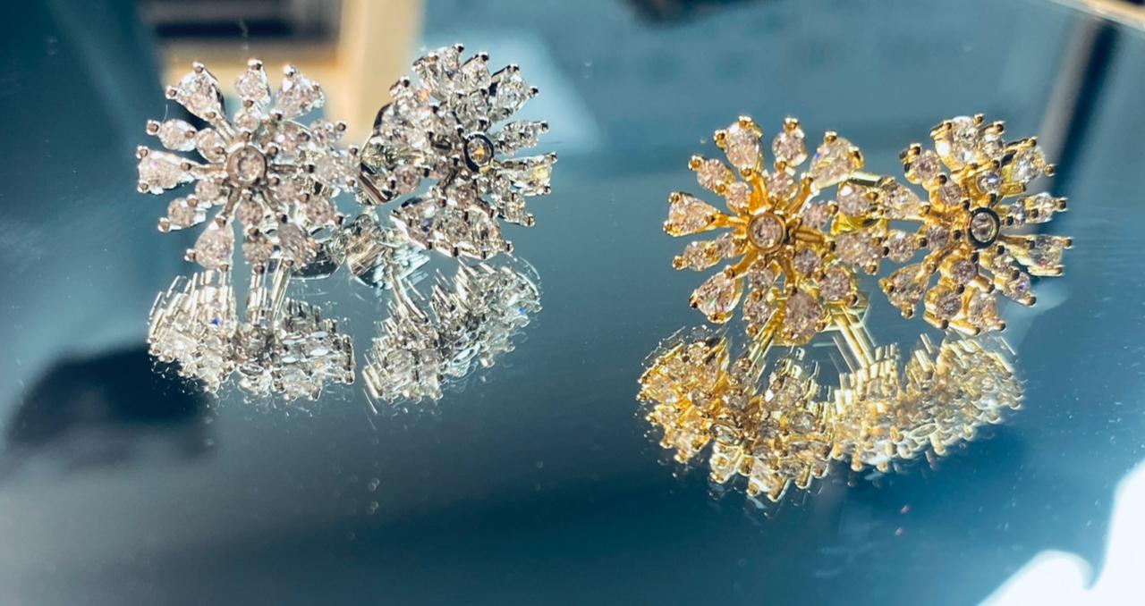 Brincos Flores Cravejadas YE0008