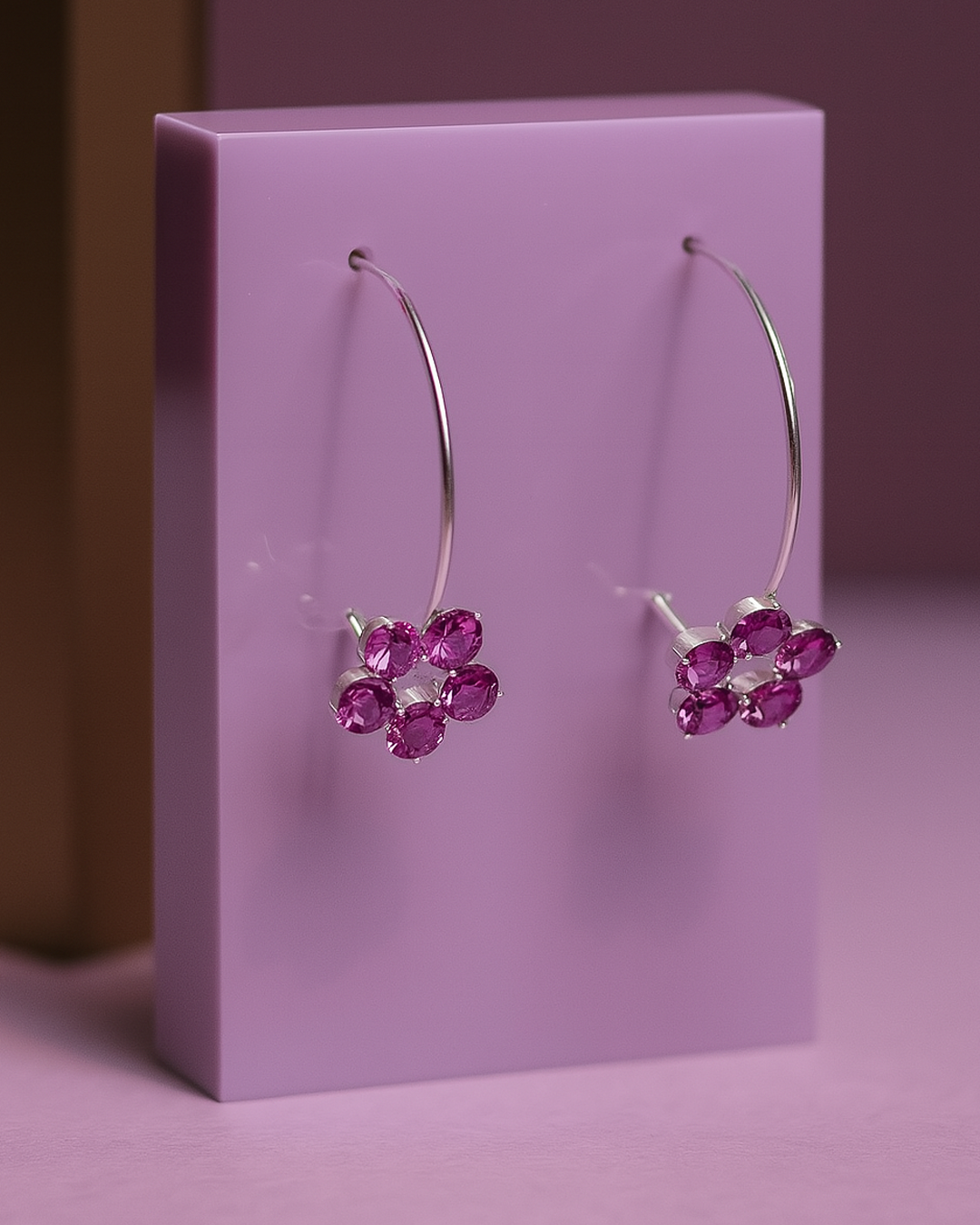 Brinco Argola com Flor - Prata 925 DCG0323