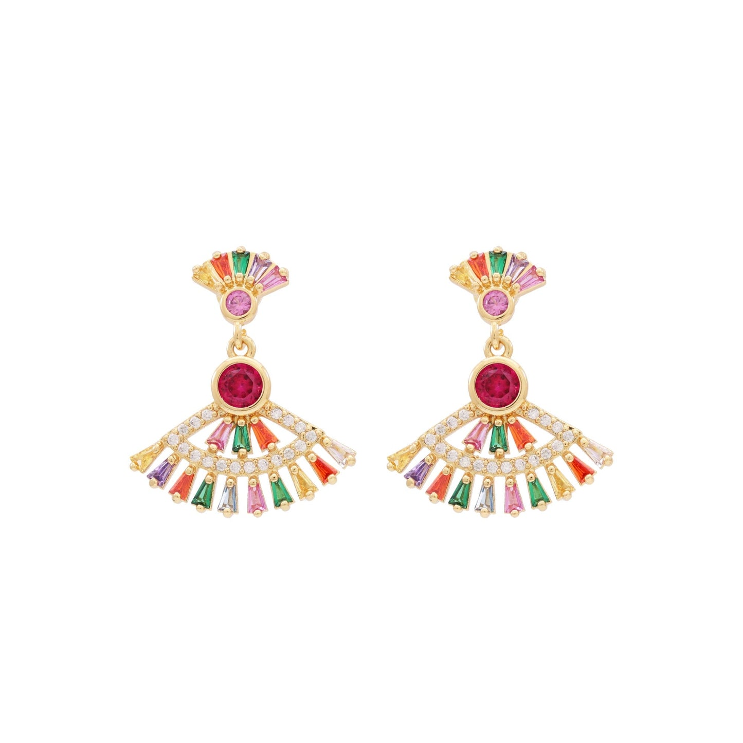 DESC-Brinco Leque Carrês Colors XYE104567 earring